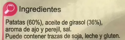 Lista de ingredientes del producto Patatas fritas ajo Carrefour 150 g