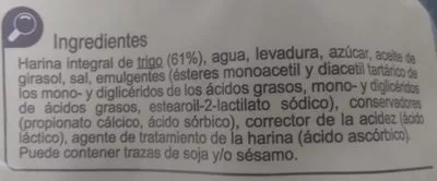 Lista de ingredientes del producto Pan integral Carrefour 600 g