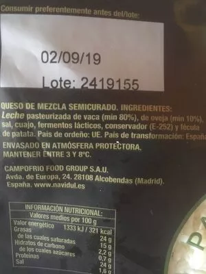 Lista de ingredientes del producto Preparaado lácteo omega 3 Carrefour 