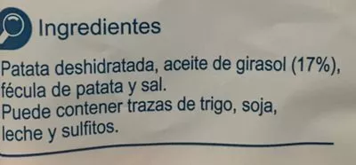 Lista de ingredientes del producto Patatas crujientes Carrefour 150 g