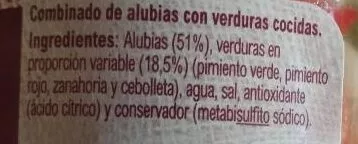 Lista de ingredientes del producto Comb.legumb.alub. Carrefour 