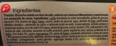 Lista de ingredientes del producto Tiramisú Carrefour 