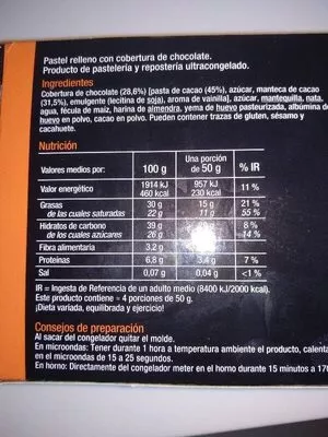 Lista de ingredientes del producto Fondant liquid choco Carrefour 