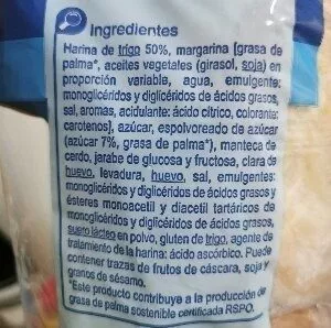 Lista de ingredientes del producto Ensaimada Carrefour 