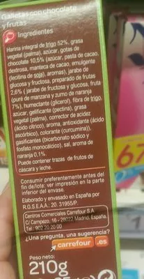 Lista de ingredientes del producto Barrita gall.choco nja Carrefour 