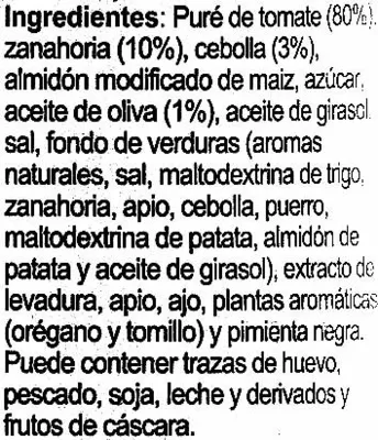 Lista de ingredientes del producto Salsa napolitana "Carrefour" Carrefour 260 g (neto)