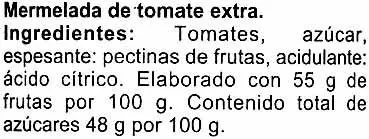 Lista de ingredientes del producto Mermelada tomate Carrefour 410 g