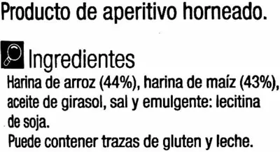 Lista de ingredientes del producto Tortitas de arroz y maíz Carrefour 60 g