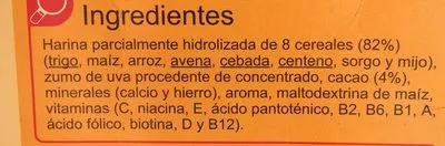 Lista de ingredientes del producto Papilla cereales cacao Carrefour 1200g