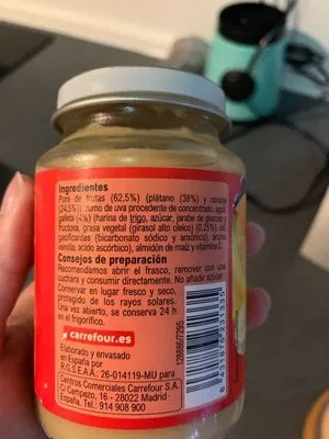 Lista de ingredientes del producto Plátano Naranja y Galleta Carrefour 200 g