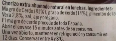 Lista de ingredientes del producto Chorizo de león picante loncheado De nuestra tierra 