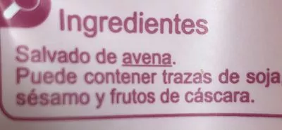 Lista de ingredientes del producto Salvado avena Carrefour 