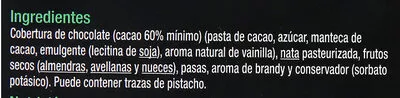 Lista de ingredientes del producto Turrón musico trufa Carrefour, Vicens 250 g