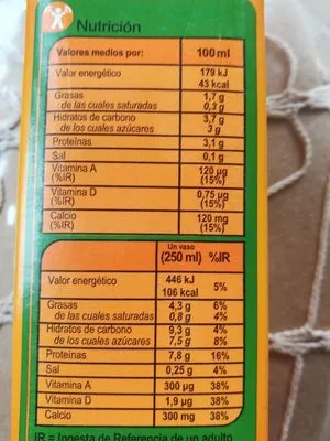 Lista de ingredientes del producto Bebida de soja calcio Carrefour 1 l