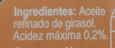 Lista de ingredientes del producto Aceite refinado de girasol Carrefour 1l