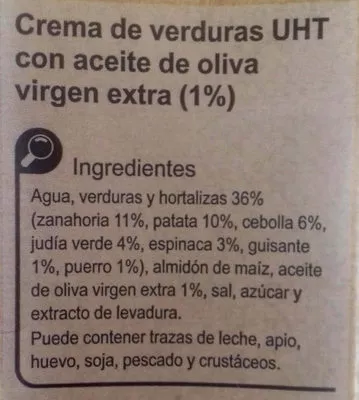 Lista de ingredientes del producto Crema verduras de la huerta Carrefour 1 l