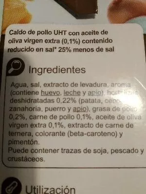 Lista de ingredientes del producto Caldo de pollo bajo en sal Carrefour 