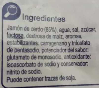 Lista de ingredientes del producto Jamón cocido extra finas lonchas Carrefour 