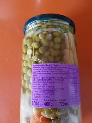 Lista de ingredientes del producto Menestra de verduras Carrefour 