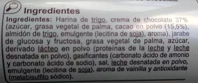 Lista de ingredientes del producto Galleta rellena chocolate Carrefour Discount 250 g