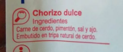 Lista de ingredientes del producto Chorizo sarta dulce Carrefour 