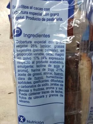 Lista de ingredientes del producto Bocaditos cacao Carrefour 500 g