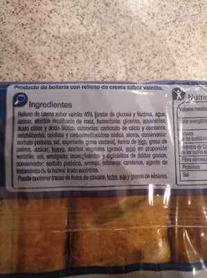 Lista de ingredientes del producto Cañas crema Carrefour 250 g