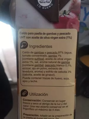 Lista de ingredientes del producto Caldo paella Carrefour 