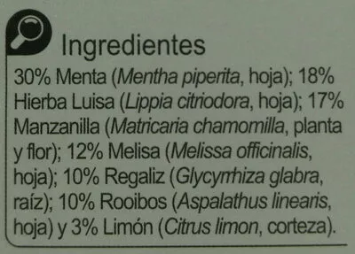 Lista de ingredientes del producto Infusión digestivo Carrefour 45 g