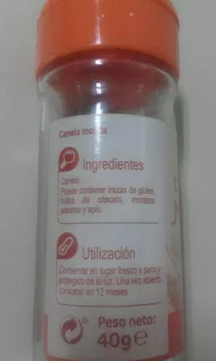 Lista de ingredientes del producto Canela molida Carrefour 40 g