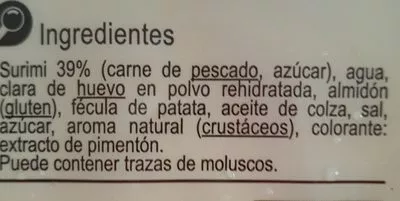 Lista de ingredientes del producto Surimi Carrefour 