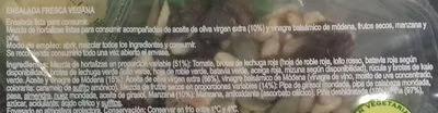 Lista de ingredientes del producto Ensalada Vegana Carrefour 145 g