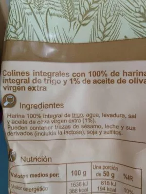 Lista de ingredientes del producto Colin integral Carrefour 250g