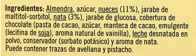 Lista de ingredientes del producto Turrón nata nuez De nuestra tierra, Vicens 