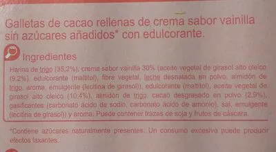 Lista de ingredientes del producto Galleta negra-blanca sin azúcares añadidos Carrefour 