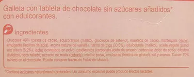 Lista de ingredientes del producto Galleta tableta chocolate s/azúcares añadidos Carrefour 100 g