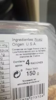 Lista de ingredientes del producto Nuez Mondada Carrefour Carrefour 150 g