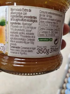 Lista de ingredientes del producto Mermelada albaricoque Carrefour,  Carrefour bio 350 g