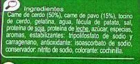 Lista de ingredientes del producto Mortadela Carrefour 100 g