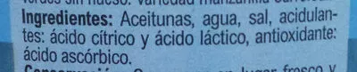 Lista de ingredientes del producto Aceitunas verdes  sin hueso Carrefour 810 g (neto), 400 g (escurrido)