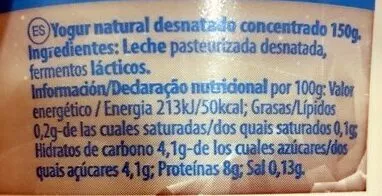 Lista de ingredientes del producto Skyr NATURAL  