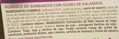 Lista de ingredientes del producto Hummus Simply Greek 150 g (neto)