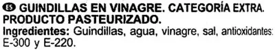 Lista de ingredientes del producto Guindillas malaguetas Aliada 400 g (neto), 160 g (escurrido), 450 ml