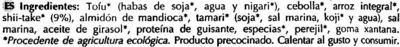 Lista de ingredientes del producto Bio hamburguesa vegetal shiit-take sin gluten ecológica Special Line 150 g (2 x 75 g)