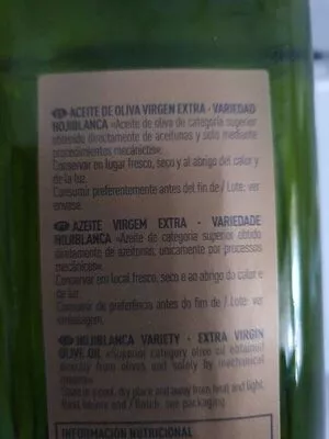 Lista de ingredientes del producto Aceite de oliva virgen extra Hojiblanca  