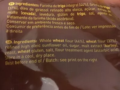 Lista de ingredientes del producto Panecillos tostados  