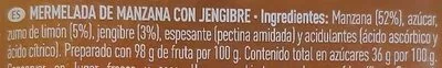 Lista de ingredientes del producto Mermelada de manzana con jenjibre El Corte Inglés 