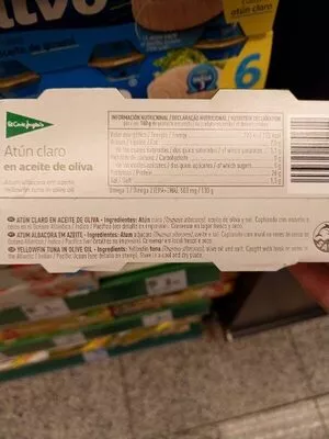 Lista de ingredientes del producto Atún claro en aceite de oliva El Corte Inglés 6