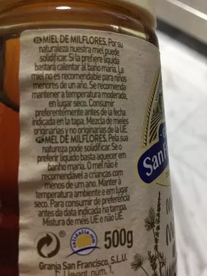 Lista de ingredientes del producto Granja San Francisco Mel Amb Dosificador Granja San Francisco 