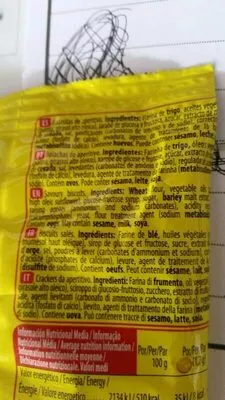 Lista de ingredientes del producto Krit Krititas Cuétara 